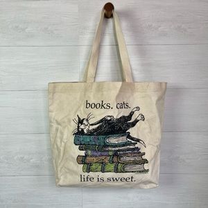 Edward Gorey Enterprises “ books. cats. life is sweet.”   Canvas Tote Bag